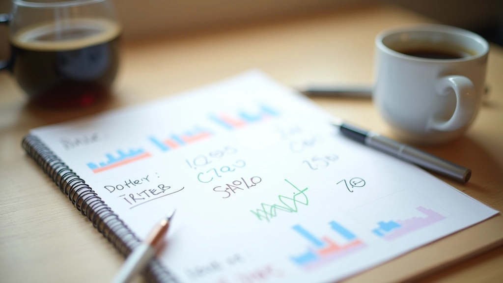Handwritten loyalty program notes and comparison chart on notepad with pen
