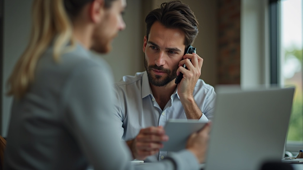 Person negotiating on phone with service provider about rates and discounts